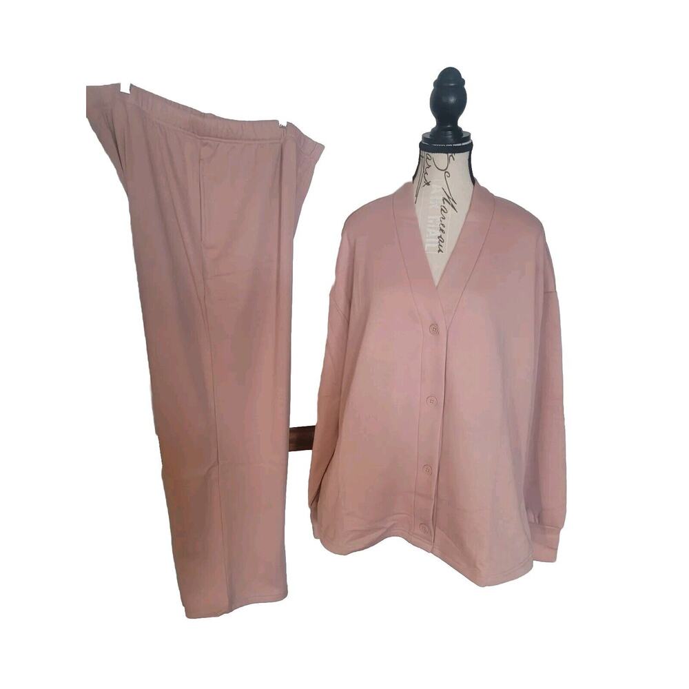 COPY - Berkshire Women’s 2 Pc Dusty Rose Cardigan Pant Set Size 1X Lounge Overs…